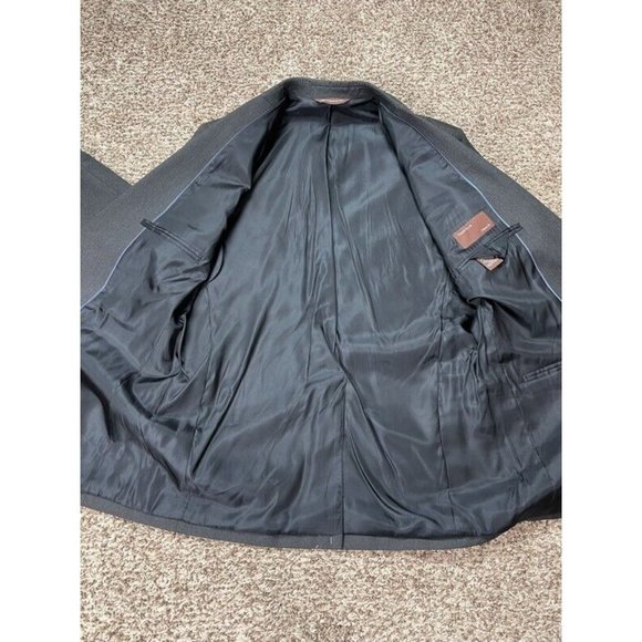 Perry Ellis Mens Single Breasted Blazer Gray Flap Pockets Classic Fit 40R New - Picture 6 of 10